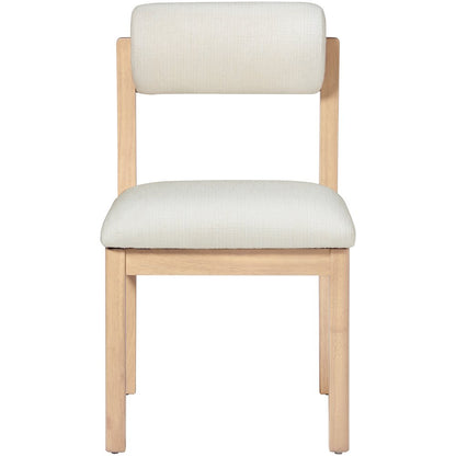 Roundhill Cream Linen Textured Fabric Upholstered Dining Chair, Set of 2