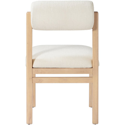 Roundhill Cream Linen Textured Fabric Upholstered Dining Chair, Set of 2