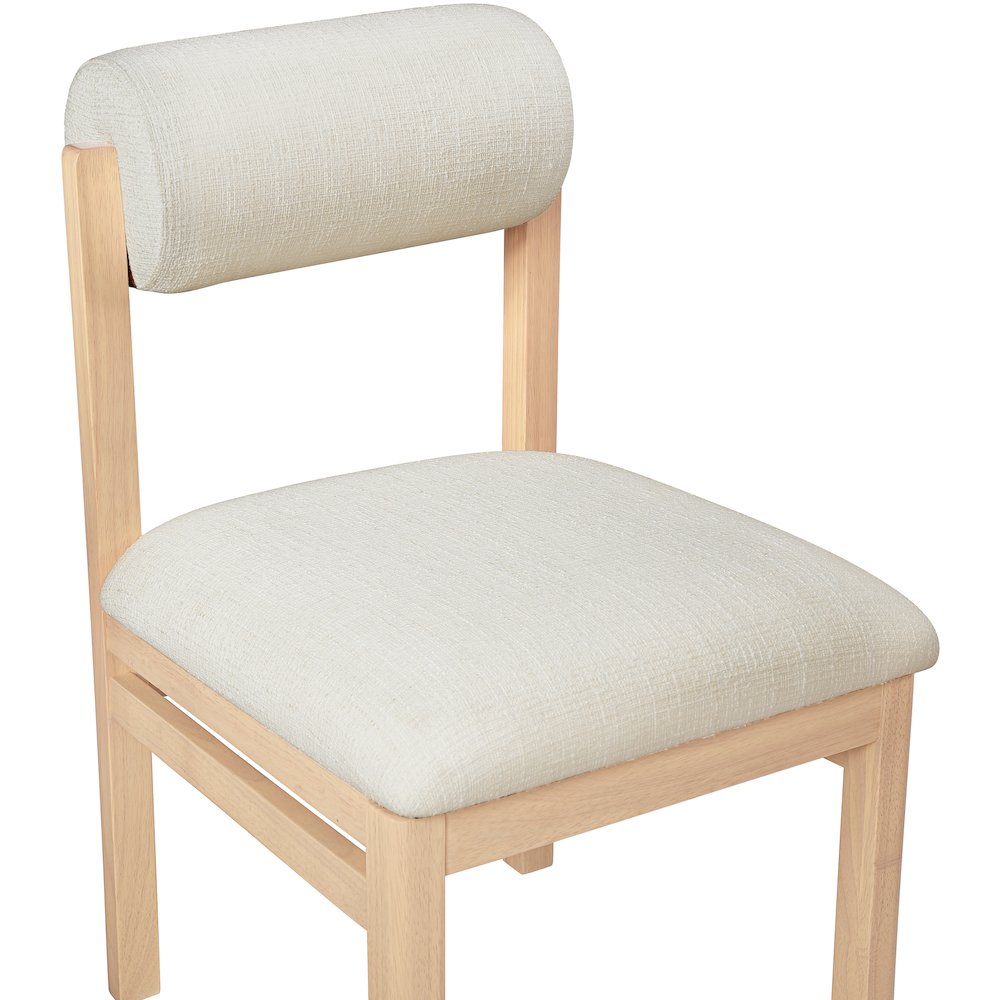 Roundhill Cream Linen Textured Fabric Upholstered Dining Chair, Set of 2