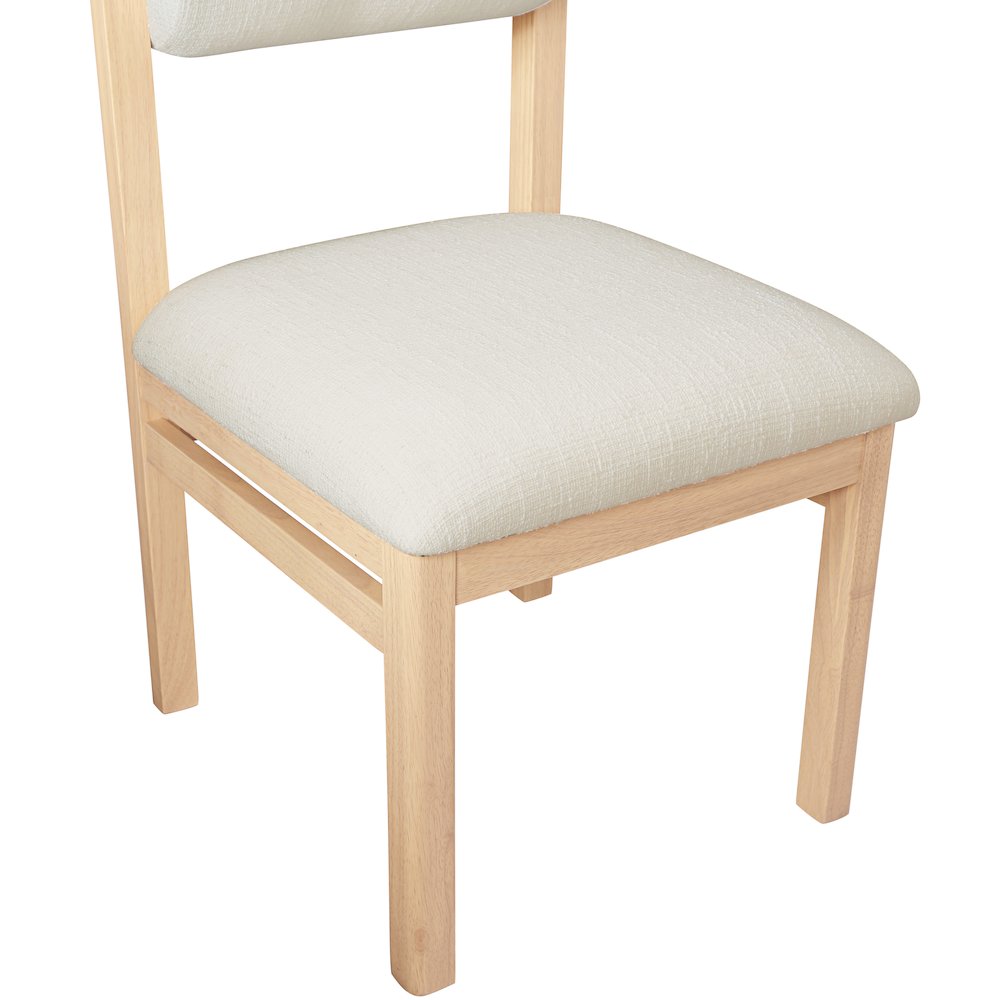 Roundhill Cream Linen Textured Fabric Upholstered Dining Chair, Set of 2