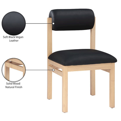 Roundhill Black Vegan Leather Upholstered Dining Chair, Set of 2