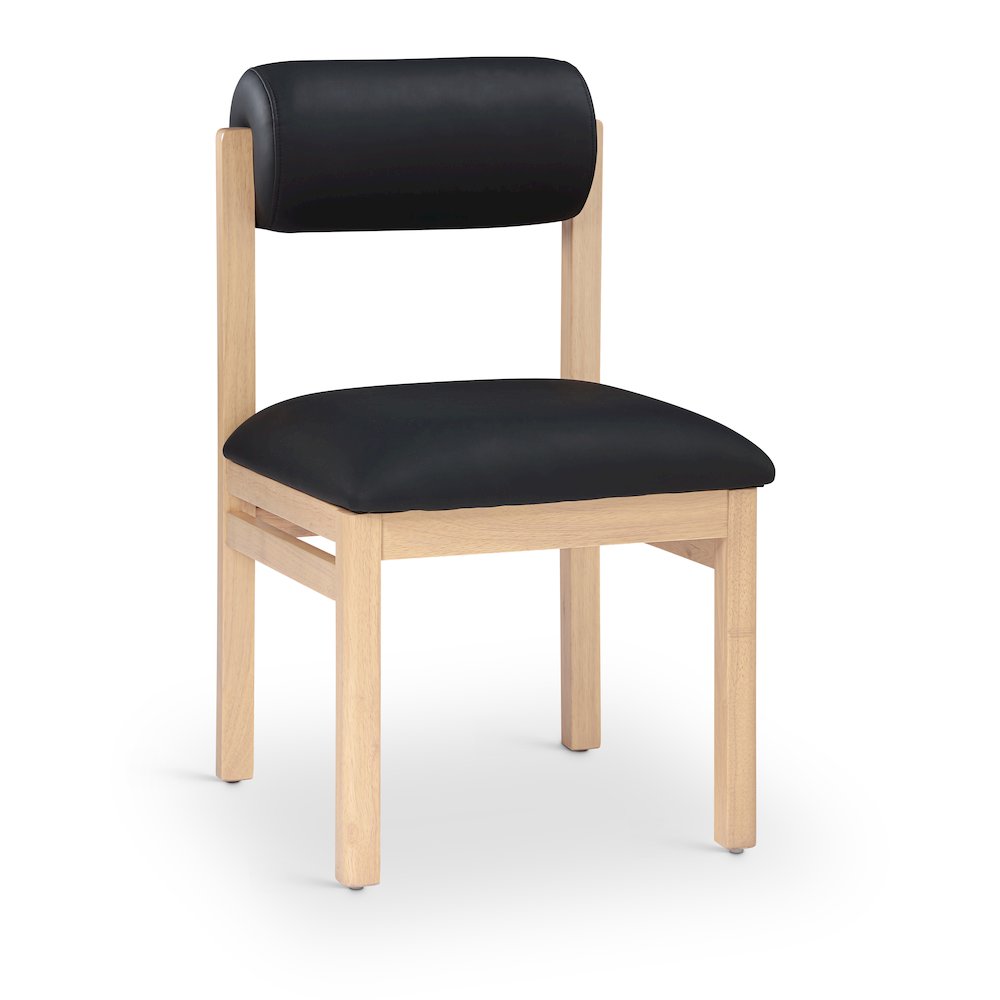 Roundhill Black Vegan Leather Upholstered Dining Chair, Set of 2