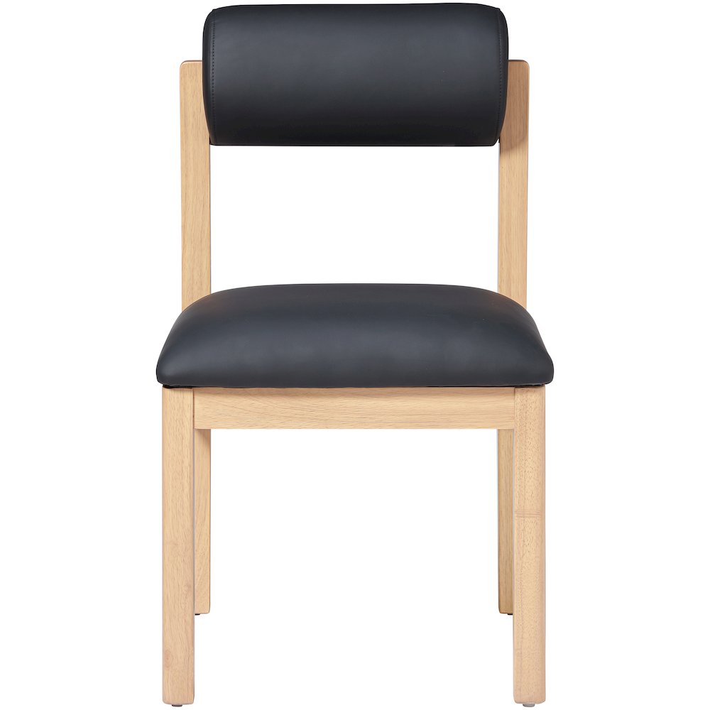 Roundhill Black Vegan Leather Upholstered Dining Chair, Set of 2