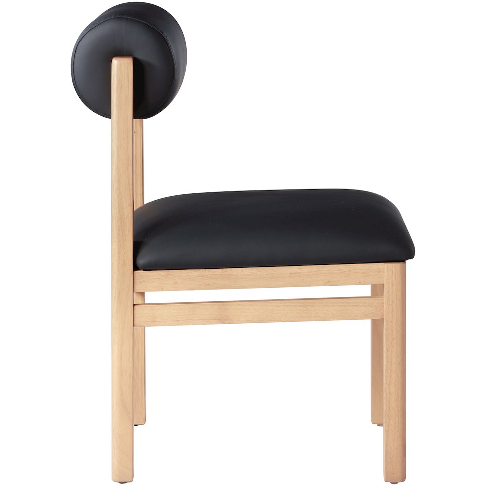 Roundhill Black Vegan Leather Upholstered Dining Chair, Set of 2