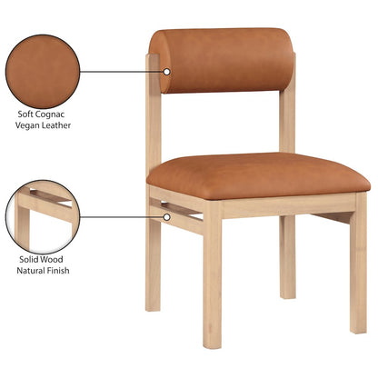 Roundhill Cognac Vegan Leather Upholstered Dining Chair, Set of 2