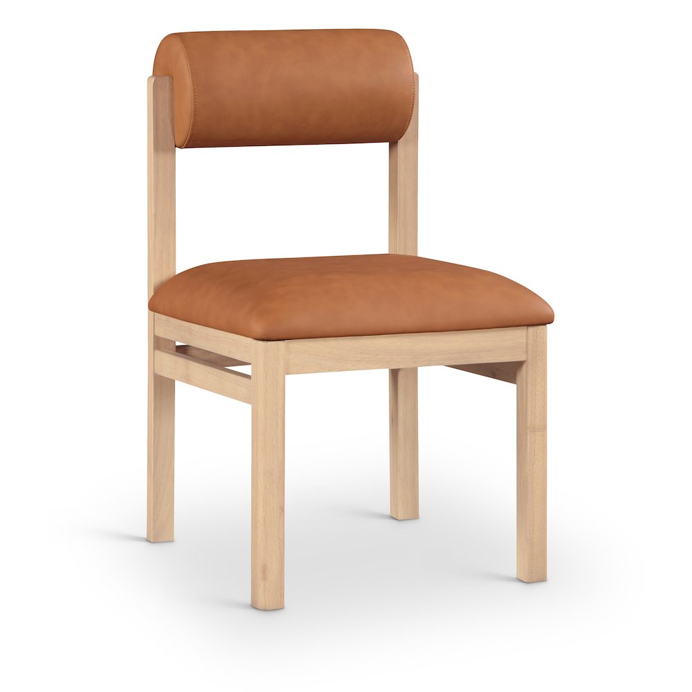 Roundhill Cognac Vegan Leather Upholstered Dining Chair, Set of 2