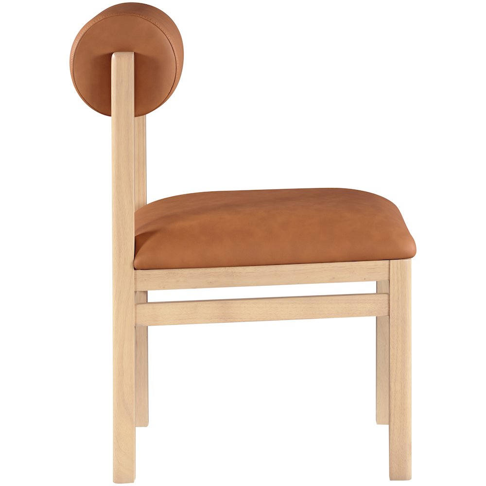 Roundhill Cognac Vegan Leather Upholstered Dining Chair, Set of 2