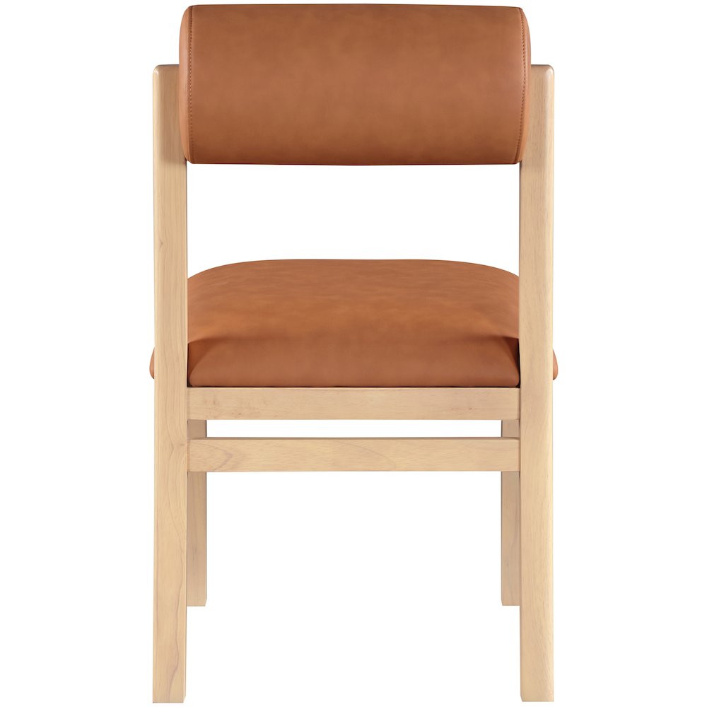 Roundhill Cognac Vegan Leather Upholstered Dining Chair, Set of 2