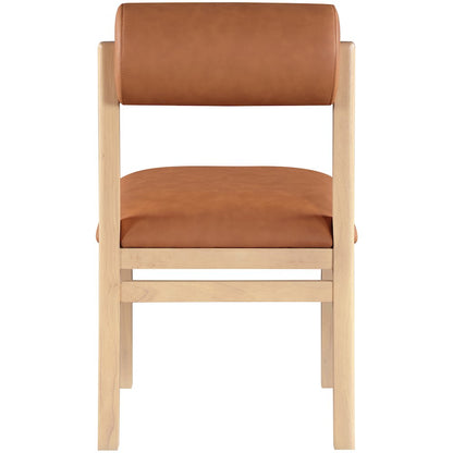 Roundhill Cognac Vegan Leather Upholstered Dining Chair, Set of 2
