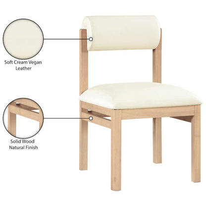 Roundhill Cream Vegan Leather Upholstered Dining Chair, Set of 2