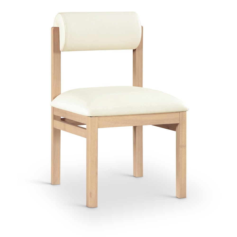 Roundhill Cream Vegan Leather Upholstered Dining Chair, Set of 2
