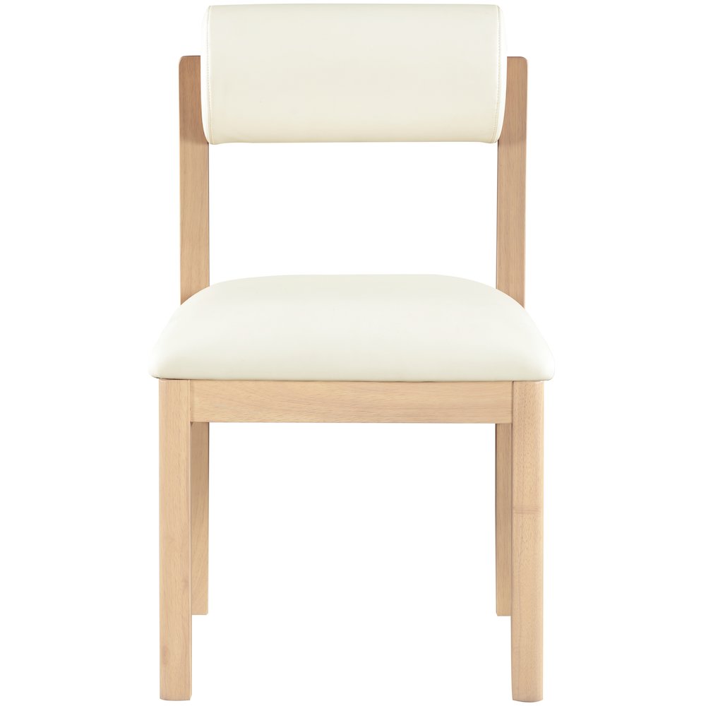Roundhill Cream Vegan Leather Upholstered Dining Chair, Set of 2