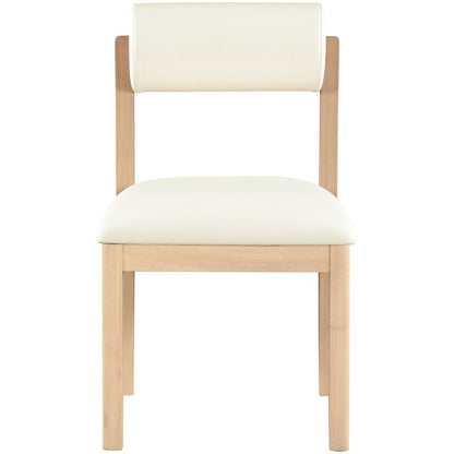 Roundhill Cream Vegan Leather Upholstered Dining Chair, Set of 2