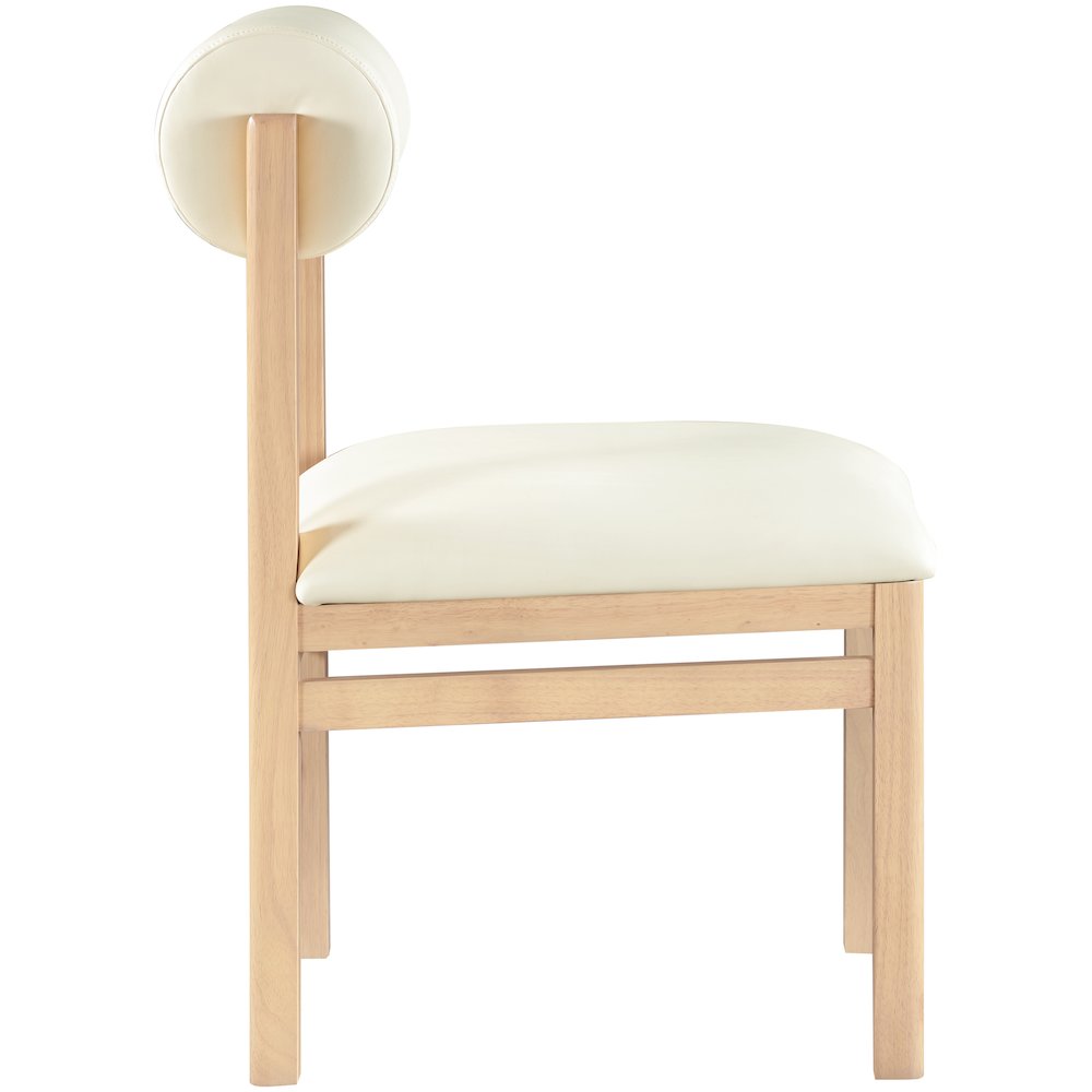 Roundhill Cream Vegan Leather Upholstered Dining Chair, Set of 2