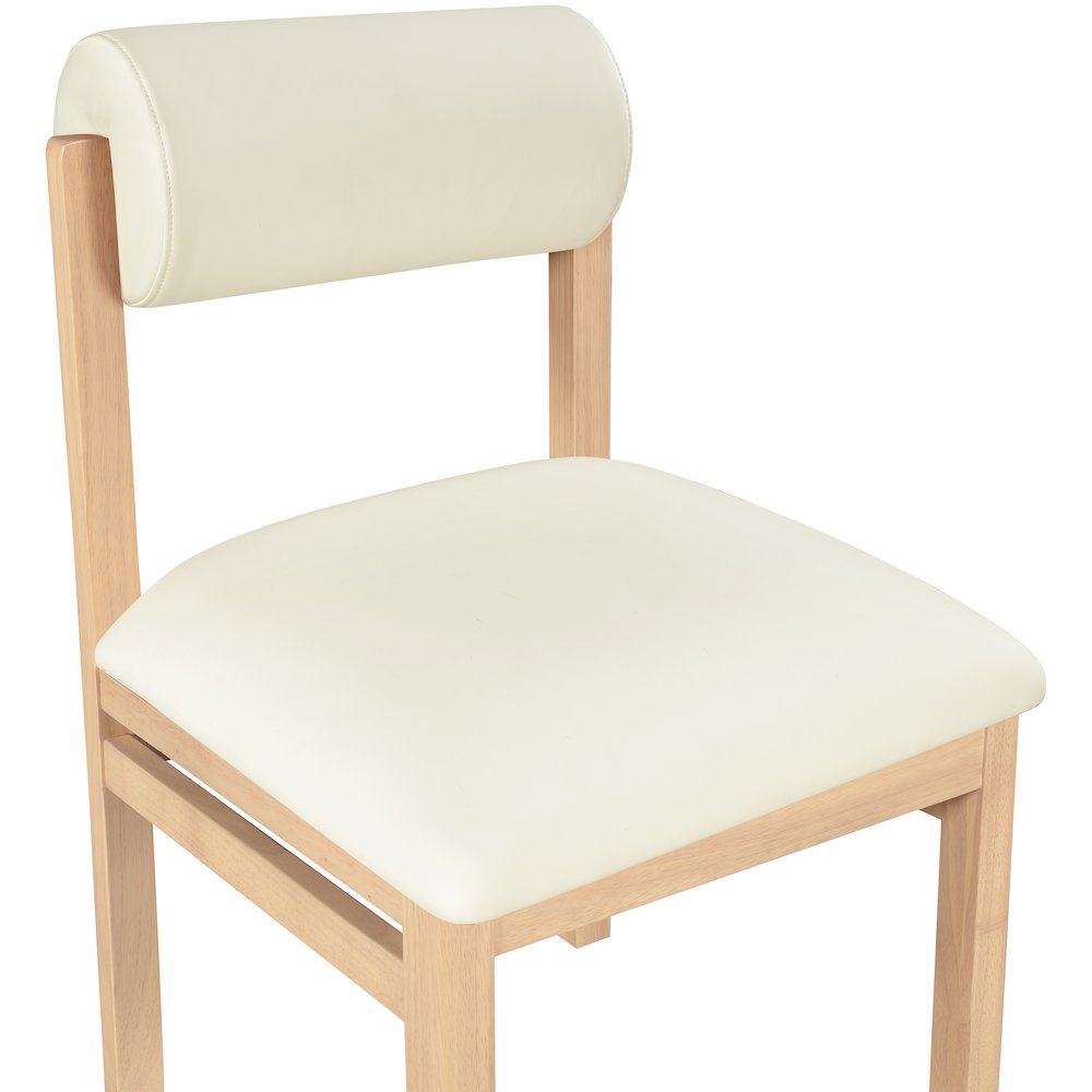 Roundhill Cream Vegan Leather Upholstered Dining Chair, Set of 2