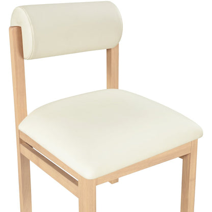 Roundhill Cream Vegan Leather Upholstered Dining Chair, Set of 2