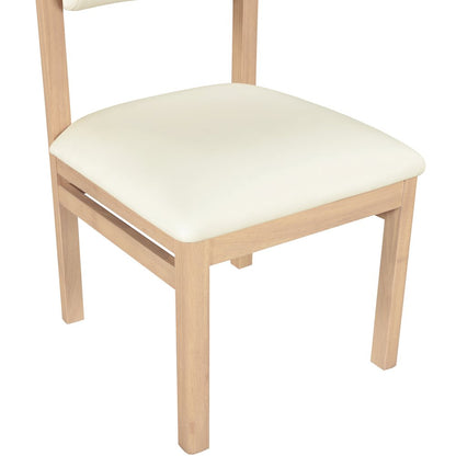Roundhill Cream Vegan Leather Upholstered Dining Chair, Set of 2