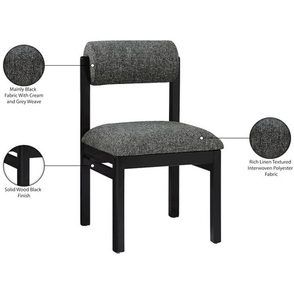 Roundhill Black Linen Textured Fabric Upholstered Dining Chair, Set of 2