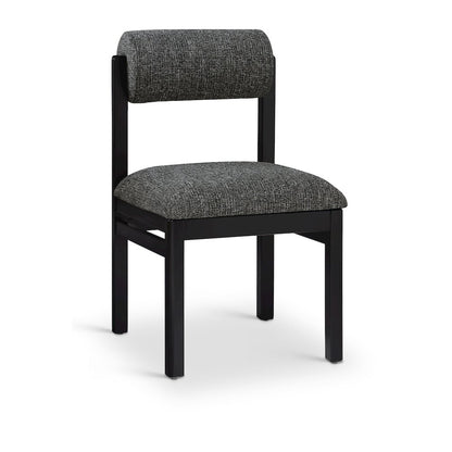 Roundhill Black Linen Textured Fabric Upholstered Dining Chair, Set of 2