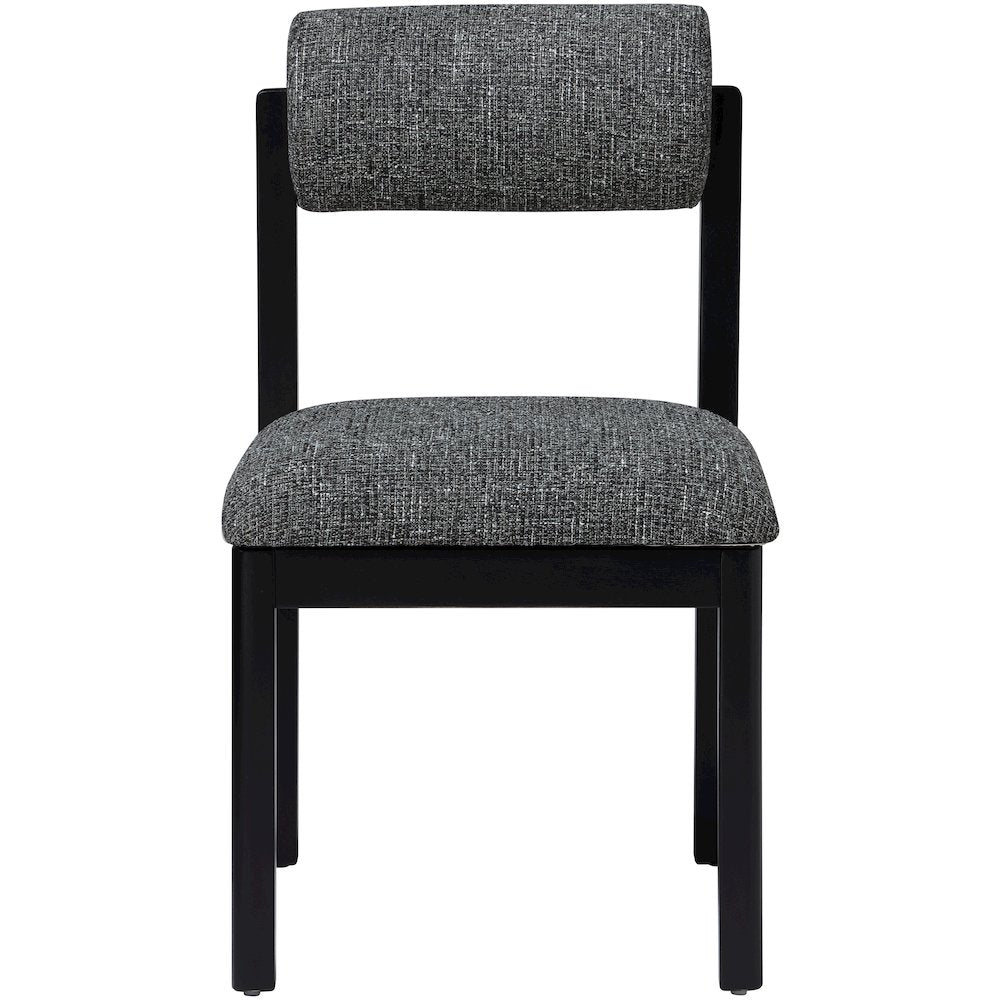 Roundhill Black Linen Textured Fabric Upholstered Dining Chair, Set of 2