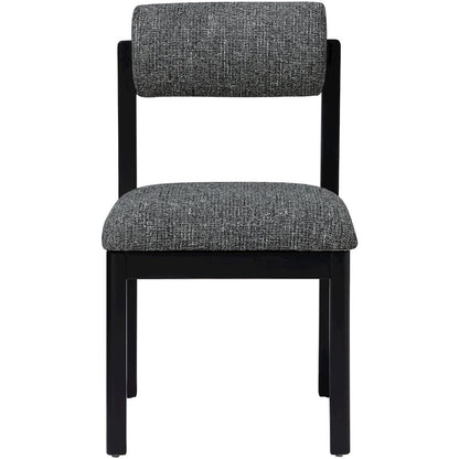 Roundhill Black Linen Textured Fabric Upholstered Dining Chair, Set of 2