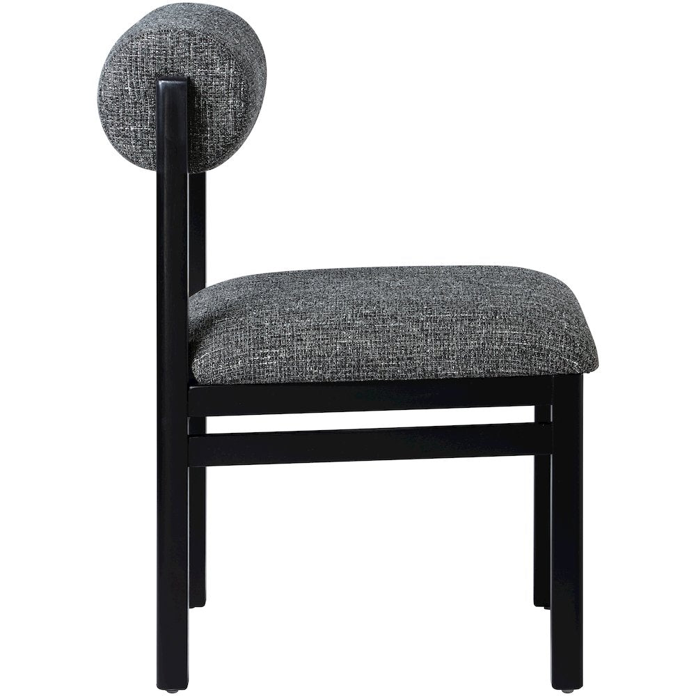 Roundhill Black Linen Textured Fabric Upholstered Dining Chair, Set of 2