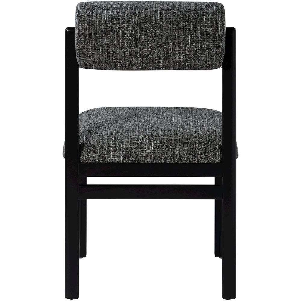 Roundhill Black Linen Textured Fabric Upholstered Dining Chair, Set of 2