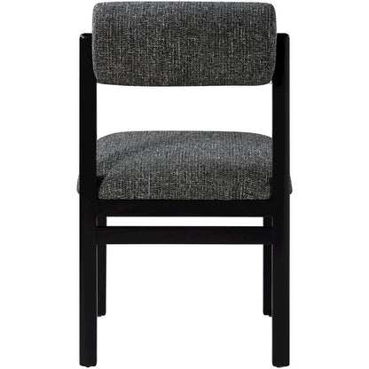 Roundhill Black Linen Textured Fabric Upholstered Dining Chair, Set of 2