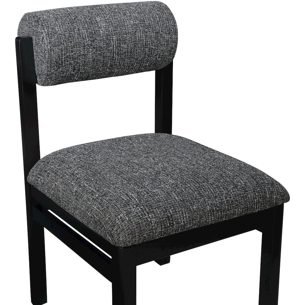 Roundhill Black Linen Textured Fabric Upholstered Dining Chair, Set of 2