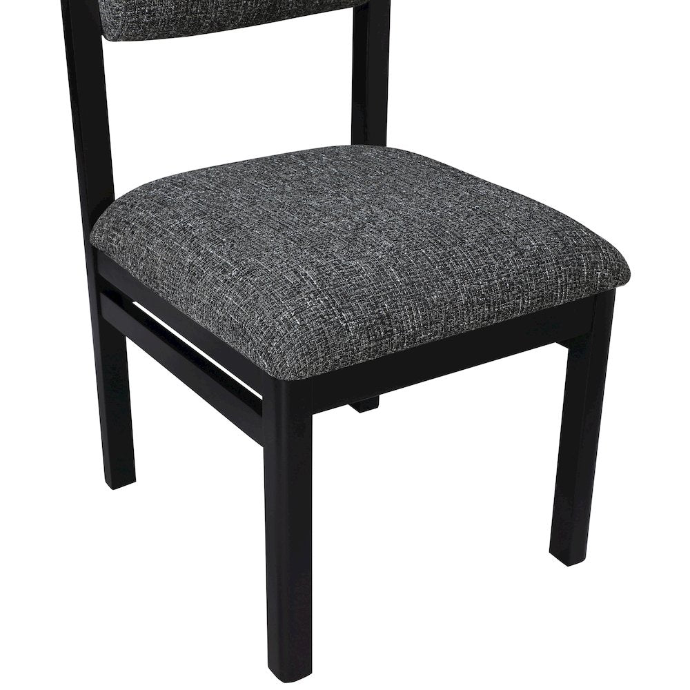 Roundhill Black Linen Textured Fabric Upholstered Dining Chair, Set of 2