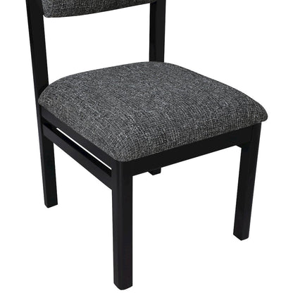 Roundhill Black Linen Textured Fabric Upholstered Dining Chair, Set of 2