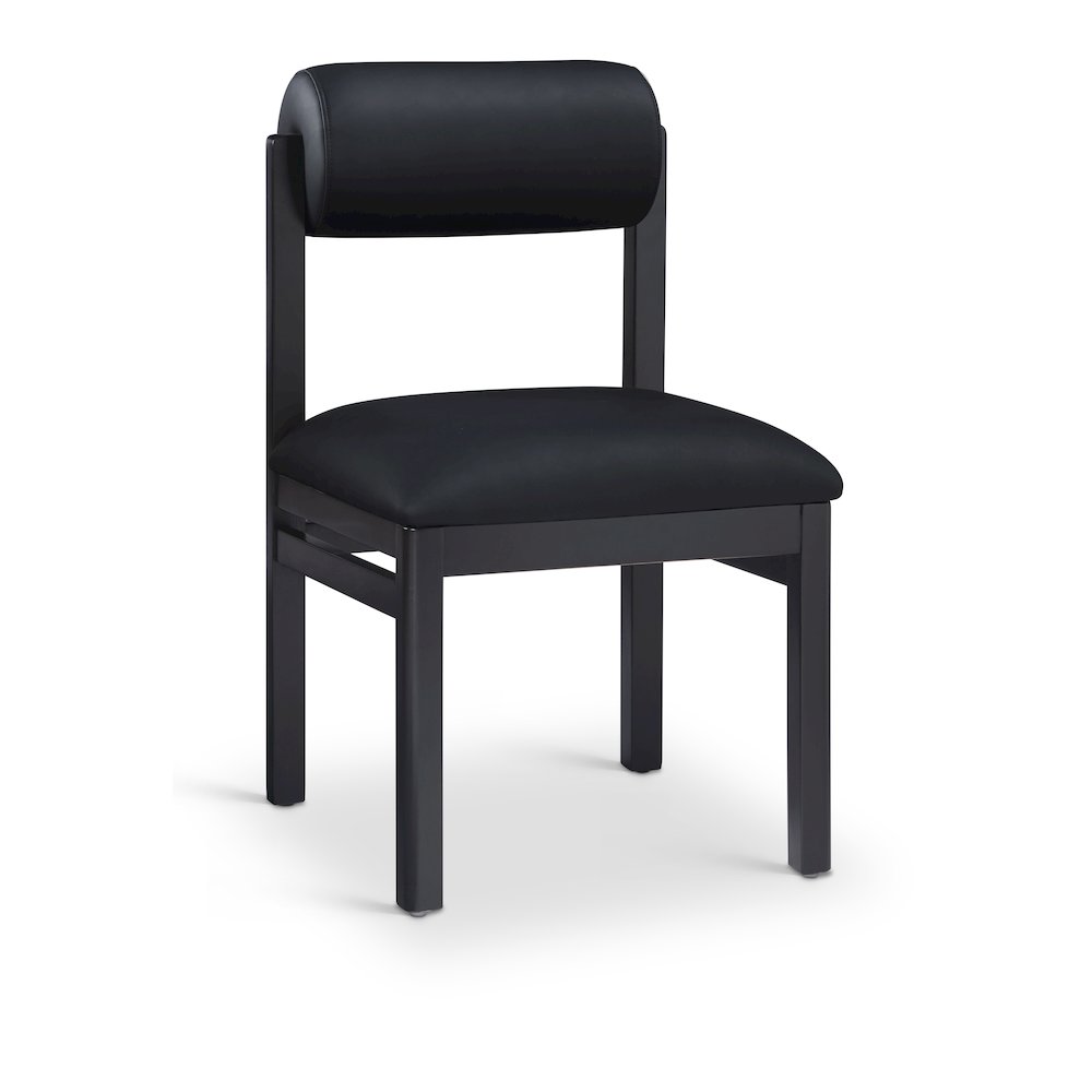 Roundhill Black Vegan Leather Upholstered Dining Chair, Set of 2