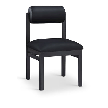 Roundhill Black Vegan Leather Upholstered Dining Chair, Set of 2