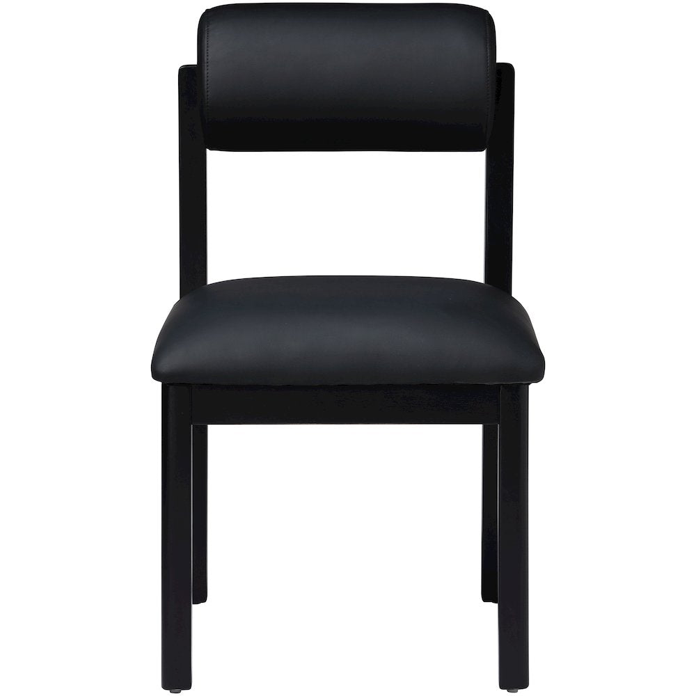 Roundhill Black Vegan Leather Upholstered Dining Chair, Set of 2