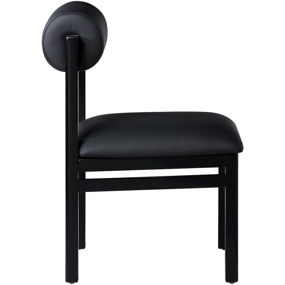 Roundhill Black Vegan Leather Upholstered Dining Chair, Set of 2