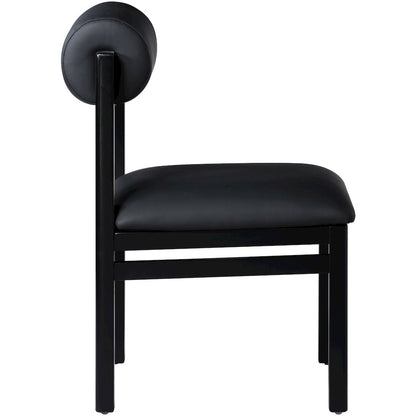Roundhill Black Vegan Leather Upholstered Dining Chair, Set of 2