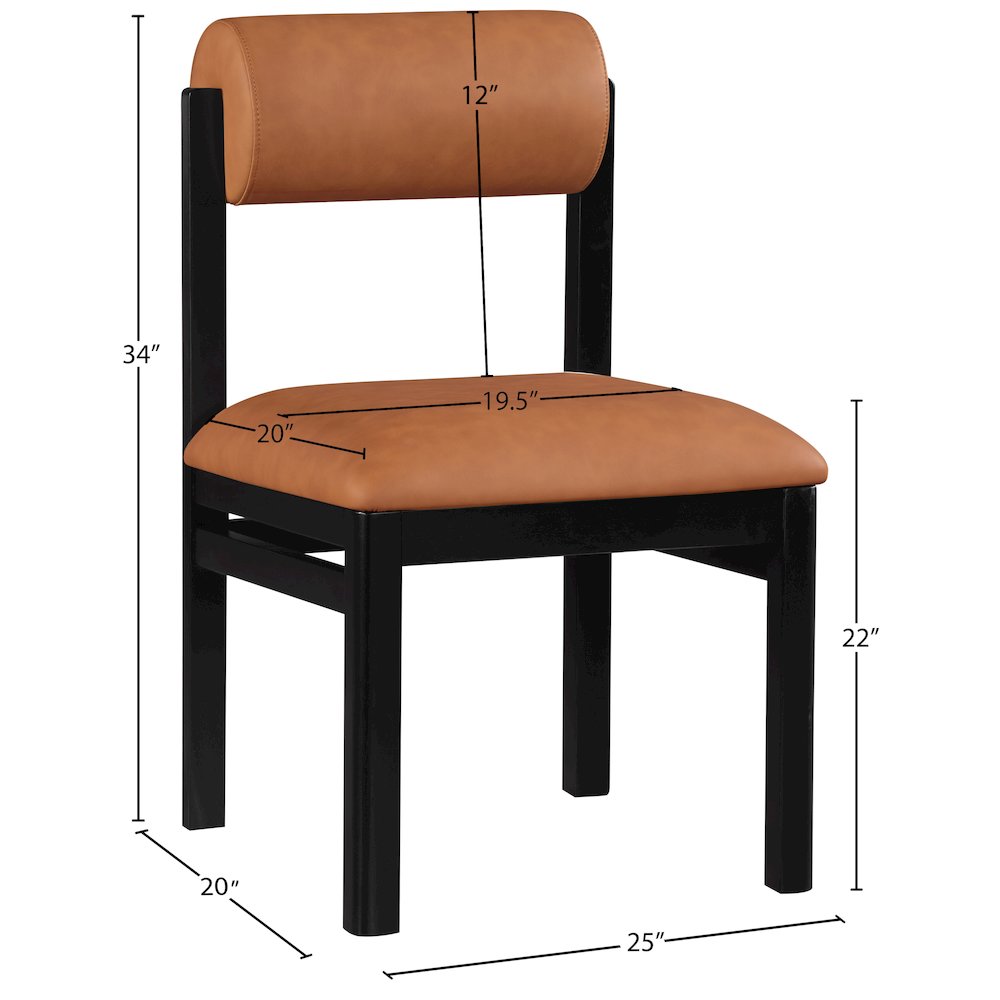 Roundhill Cognac Vegan Leather Upholstered Dining Chair, Set of 2