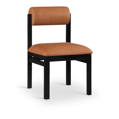 Roundhill Cognac Vegan Leather Upholstered Dining Chair, Set of 2