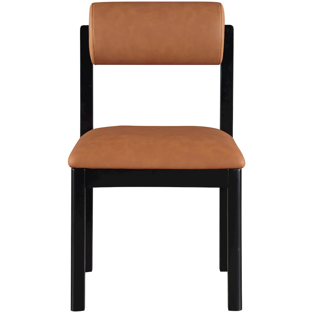 Roundhill Cognac Vegan Leather Upholstered Dining Chair, Set of 2