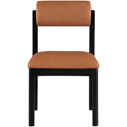Roundhill Cognac Vegan Leather Upholstered Dining Chair, Set of 2