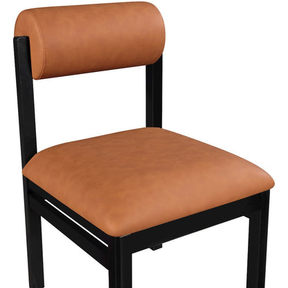 Roundhill Cognac Vegan Leather Upholstered Dining Chair, Set of 2