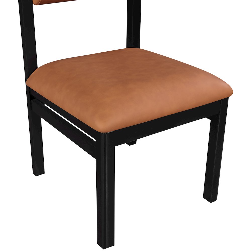 Roundhill Cognac Vegan Leather Upholstered Dining Chair, Set of 2