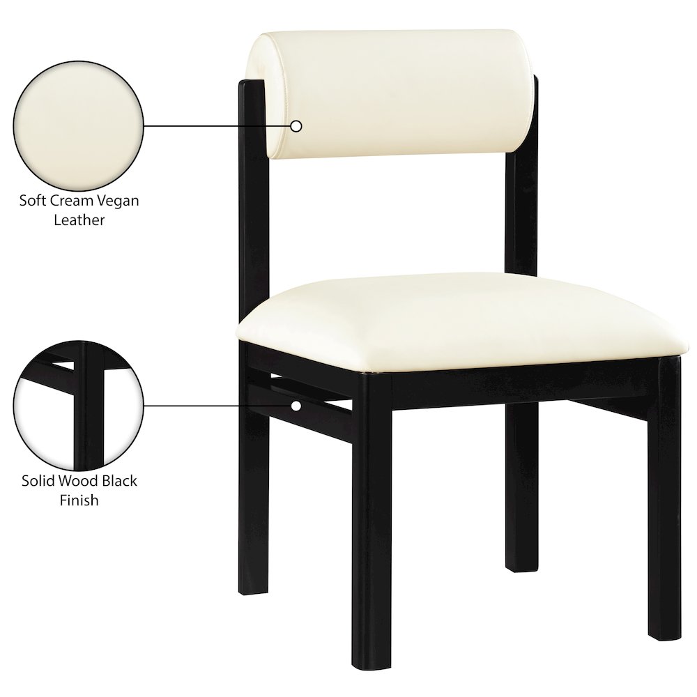 Roundhill Cream Vegan Leather Upholstered Dining Chair, Set of 2
