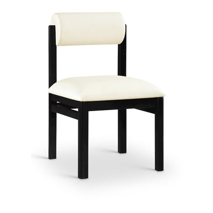 Roundhill Cream Vegan Leather Upholstered Dining Chair, Set of 2