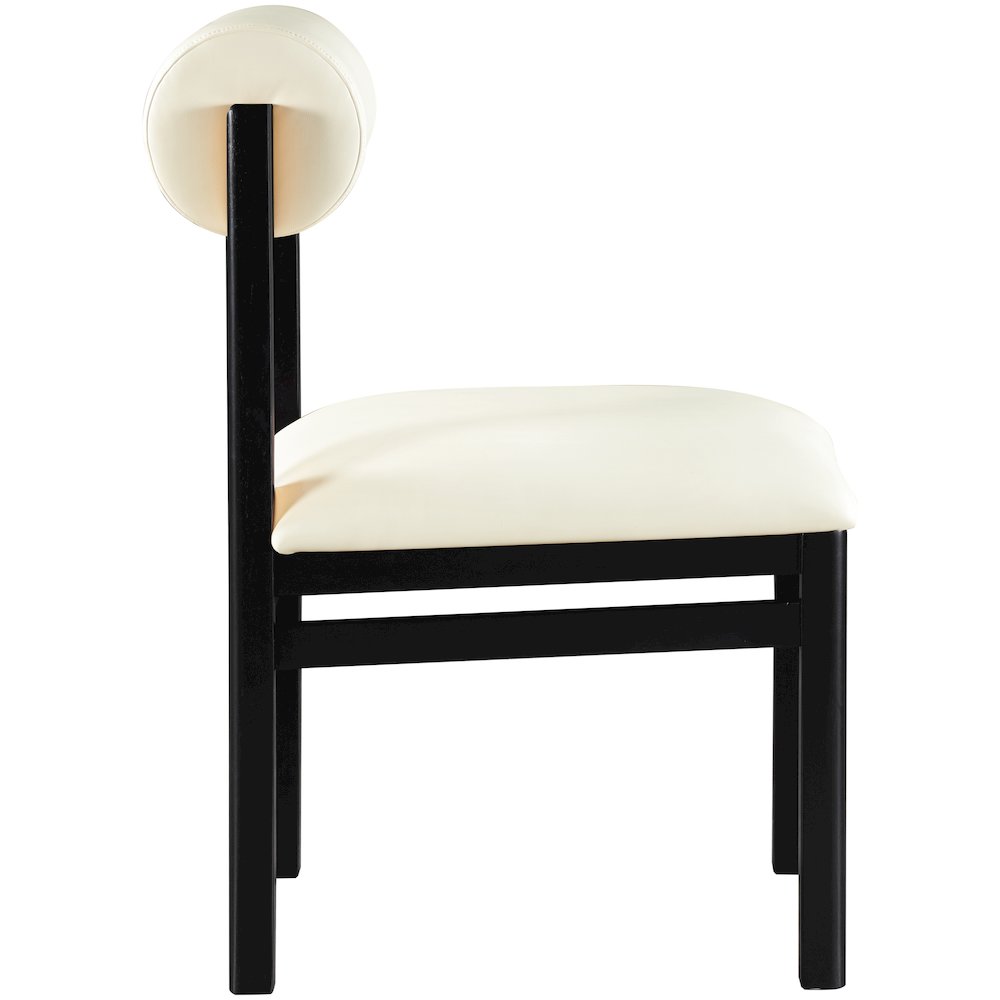 Roundhill Cream Vegan Leather Upholstered Dining Chair, Set of 2