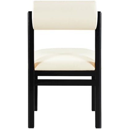Roundhill Cream Vegan Leather Upholstered Dining Chair, Set of 2