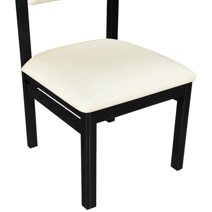 Roundhill Cream Vegan Leather Upholstered Dining Chair, Set of 2