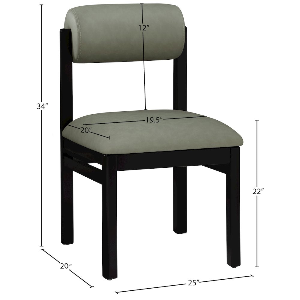 Roundhill Green Vegan Leather Upholstered Dining Chair, Set of 2