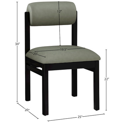 Roundhill Green Vegan Leather Upholstered Dining Chair, Set of 2
