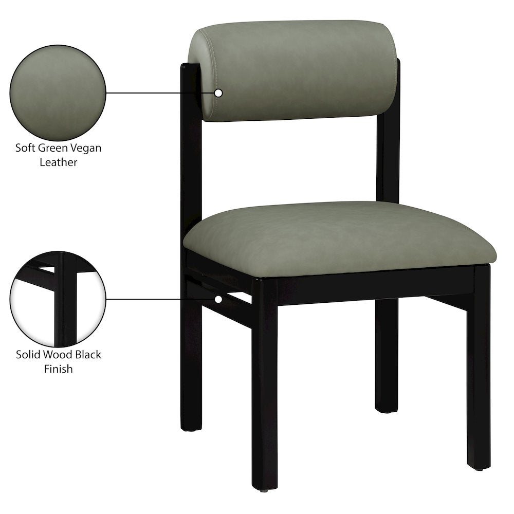 Roundhill Green Vegan Leather Upholstered Dining Chair, Set of 2